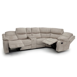 Sofá Seccional Reclinable Manual de <span class=keywords><strong>5</strong></span> Plazas con Consola, Tapizado en Microfibra, Estilo Moderno, Marca Geeksofa, para Sala de Estar - Product Image 2