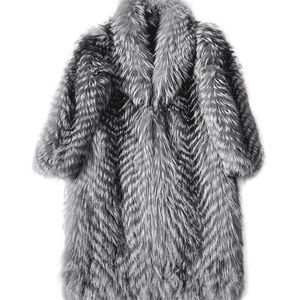 Nouveauté Manteaux de fourrure bon marché pour hommes tendance Vêtements de trench Manteau de fourrure de renard argenté moelleux pour hommes chaud taille longue - Product Image 1