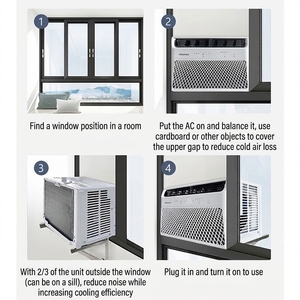 เครื่องปรับอากาศแบบติดหน้าต่างขนาดกะทัดรัด 9000 BTU สำหรับใช้ในบ้าน ระบบทำความเย็นอย่างเดียว ใช้สารทำความเย็น R410A ความถี่คงที่ แบบออลอินวัน - Product Image 6