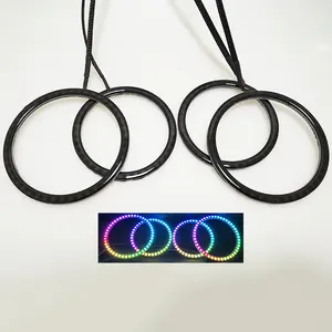 4 rings Waterproof SK6812 RGB Chasing Color Led Smoked Halo Diffuser Rings Angel Eyes For Car Led Headlights