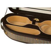 Étui de violon de luxe en velours polyester de haute qualité, coque rigide en mousse rembourrée bicolore en forme de demi-lune, poignée confortable