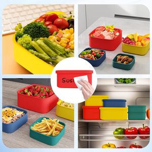 Ensemble de 4 boîtes à lunch en silicone sans BPA |   Contenants alimentaires compatibles micro-ondes et lave-vaisselle (400ml-2200ml) - Product Image 5
