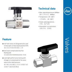 บอลวาล์ว 1/4 นิ้ว NPT 3000 ปอนด์ต่อตารางนิ้ว สแตนเลส ใช้งานด้วยมือ สำหรับอุตสาหกรรม - Product Image 2