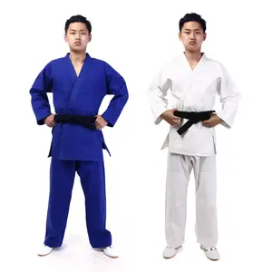 Miễn Phí Vành Đai Judo Kimono Đồng Phục Gi Màu Xanh Trắng Bông Judogi Quần Áo Jiu Jitsu Aikido Đơn Vị