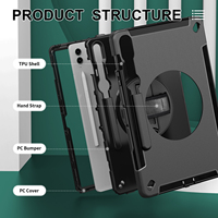 360 °   Casing Tablet Samsung Tab S10 Plus 12.4 Inch SM-X820, Anti Gores, Serbaguna, Kokoh, dengan Stand yang Dapat Diputar dan Disesuaikan