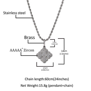 Collier pendentif Richpower Hip Hop entièrement serti de zircons, croix plaquée or 18 carats en laiton, avec zircons givrés effet éclat de diamant - Product Image 6