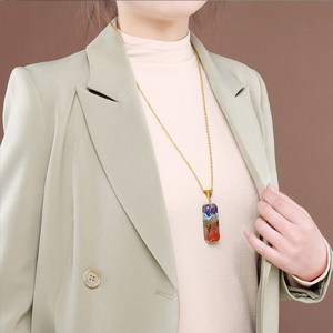 Reiki Chữa Bệnh Chip Đầy Màu Sắc Đá Tự Nhiên Chakra Năng Lượng Mặt Dây Chuyền Vòng Cổ Con Lắc Pha Lê - Product Image 6
