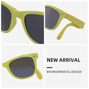 Gafas de Sol Cuadradas Clásicas para Adultos, UV400, Marco Plegable de Fibra de Paja de Trigo - Product Image 3