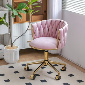 Chaise de maquillage de luxe, tabouret de coiffeuse pour chambre à coucher, chaise de table de maquillage pour hôte de diffusion en direct, chaise de salon de manucure dorée - Product Image 5