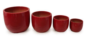 Ensemble de pots à fleurs en céramique de style américain, design en forme d'œuf rouge brillant, finition émaillée, trou de drainage, respectueux de l'environnement - Product Image 2