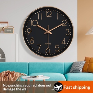 Reloj de pared silencioso de cuarzo de 14 pulgadas (35 cm) de diseño moderno y simple, de plástico y vidrio, para sala de estar. - Product Image 4