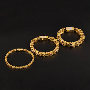 Erkek Takıları Paslanmaz Çelik Özel Zincir Mozanit İmparatorluk Zinciri Seti 18 Ayar Altın Kolye Su Geçirmez Kalın Ataş Zinciri - Product Image 3