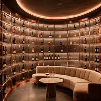 Armoire à vin cylindrique haut de gamme en acier inoxydable avec éclairage LED commercial et température contrôlée pour salon et bar à domicile