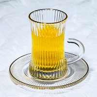 Tasse à café ou à thé en verre transparent de 100 ml, design floral ambre arabe, style rétro vintage, luxe léger, pour la maison ou le bureau