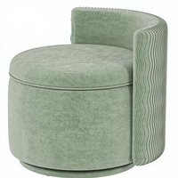 Fauteuil d'appoint pivotant à 360 degrés moderne, rembourré en mousse, avec rangement, ottoman, revêtement en velours, baril, salon, salle de maquillage, chambre à coucher