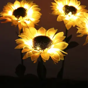 LED ดอกทานตะวันพื้นดินนำแสงตกแต่งสวนดอกไม้นำแสงพลังงานแสงอาทิตย์