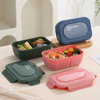 Boîte à lunch en plastique PP réutilisable pour enfants au micro-ondes, récipient de stockage des aliments en plastique à 2 compartiments Tiffin Bento Kids Lunch Box
