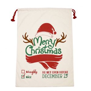 Sacs à cordon de Noël 2026 très populaires, grands sacs en coton écologiques, sacs de rennes et de Père Noël, sacs cadeaux de Noël à cordon - Product Image 1