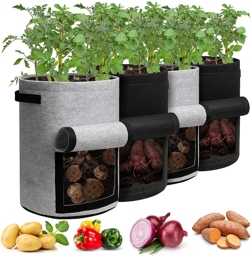 Fabrika doğrudan bahçe bitkileri çanta büyümek kapaklı kalın nefes keçe sebze saklama kutusu