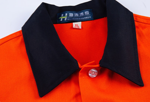 Chemise de travail réfléchissante <span class=keywords><strong>en</strong></span> coton pur orange fluorescent avec col rabattu, maille respirante, logo imprimé ou brodé personnalisé - Product Image 3