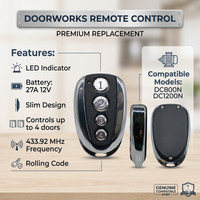 Télécommande de porte de garage portable 433,92 MHz à code roulant compatible avec Doorworks DC800N DC1200N CLONE