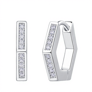 Pendientes de Aro Pacho VVS Moissanite, Plata de Ley 925, Chapados en Oro Blanco de 18K, Certificados GRA, Corte Brillante, Engaste de Garra, Modernos - Product Image 4