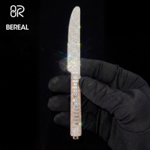 Custom Vvs Moissanite 3D Bling Diamond Utensils Dinner Knife Fork GRA Iced Out 925 <b>Silver</b> 10K 14K 18K Initial Pendant Jewelry - Product Image 3