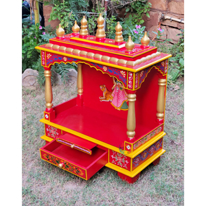 Superventas hecho a mano de alta calidad de madera Pooja Mandir exquisito templo hindú para el hogar colgante de pared pintura tradicional de Ganesha - Product Image 3