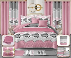 Kral 26 adet yatak örtüsü perdeleri ile lastikli çarşaf takım yatak odası takımları yaprak nevresim takımı 26 parça duş perdesi - Product Image 4