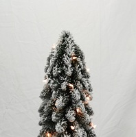 Sapin de Noël artificiel mince pré-éclairé et floqué avec lumières LED chaudes, sapin de Noël en forme de crayon pour la décoration des fêtes, vente en gros