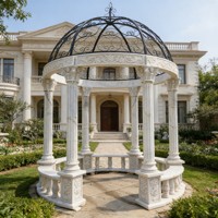 Pavillon de jardin en marbre naturel de style grec sur mesure pour la décoration extérieure de la cour, à vendre
