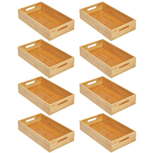 Bamboo <b>Storage</b> <b>Box</b> Rectangle With Partitions Fridge Organizer Food Container <b>Drawer</b> Tray - Product Image 3
