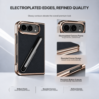 Coque antichoc en PC avec bords électroplaqués, protection d'écran, emplacement pour stylet et support pour 18 Ultra Fold