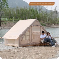 Grande tente de camping gonflable quatre saisons portable de 12 m², ouverture automatique rapide, 2 puits de lumière, Oxford imperméable