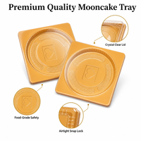 Scatola per Mooncake in Plastica PET con Logo Personalizzato, Base Dorata e Finestra Trasparente, Contenitore per Dessert OEM