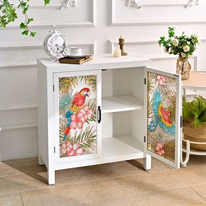 Aparador de Almacenamiento de Madera Blanco INNOVA, Mueble de Diseño Moderno con Puerta de Vidrio para Sala de Estar, Entrada, Comedor, Estilo Rústico - Product Image 4