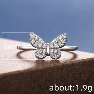 Micro Pave Zircon Butterfly Women Ring Unique Classic Design Daily Stackable All-match Finger Jewelry Gift - Product Image 3