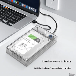 <span class=keywords><strong>Caja</strong></span> de Disco Duro Móvil Transparente de 3.5 Pulgadas, <span class=keywords><strong>Caja</strong></span> Externa para Disco Duro Mecánico de Estado Sólido SATA, Instalación sin Herramientas - Product Image 4