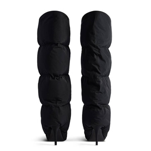 Botas altas de mujer con parte superior ancha y acolchada, botines largos con tacón de aguja, zapatos de mezclilla para escenario - Product Image 4