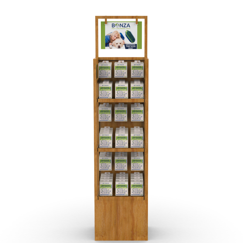 Hot Custom Pet Food Pegboard Display Rack Wooden Display Rack Supermarket Pet Retail Display Stand Hot Sale — view 2