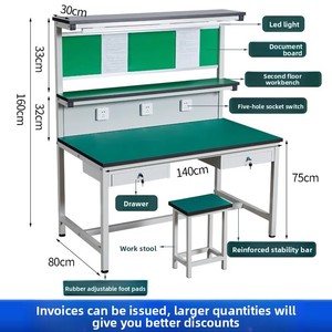 TALONGJ LYYC 144 Table d'opération légère antistatique en métal pour atelier et ligne d'assemblage, type tiroir, 2 tiroirs pour - Product Image 5