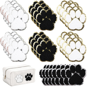 Ferro em 6CM Dog Paw Shape Bonito Chenille <span class=keywords><strong>Patches</strong></span> Bulk Embroidery Heat Press DIY Colorido Paw Chenille Patch Bag para Hat Clothing - Product Image 3