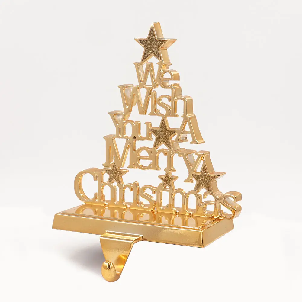 Christmas Hook Metal Stand Stocking Holder With We Wish You Merry Christmas Letters