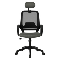 Chaise de bureau ergonomique moderne en maille, dossier en maille haute élasticité, mousse PU, hauteur réglable, base pivotante en PP, appui-tête réglable