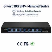 Switch Ethernet géré 8 ports 10G SFP+ avec gestion web, compatible avec les modules SFP 1.25G, 2.5G, 10G, 160 Gbit/s