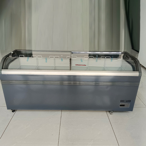 <span class=keywords><strong>Réfrigérateur</strong></span> commercial à température unique JINYU, prix usine, vitrine d'îlot de supermarché, vitrine incurvée en verre, affichage numérique - Product Image 5