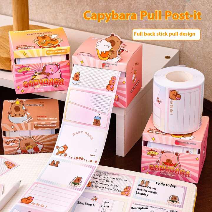 Cute Cartoon Capybara Self-Adhesive Memo Pads - 256 Stickers