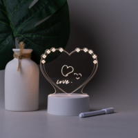 Vente en gros de panneaux lumineux DIY 3D en acrylique transparent réinscriptibles avec base en bois, lumière de nuit USB avec stylo, cadeaux