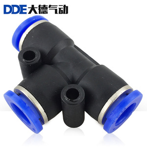 Dde Pneumatics Plastic T Type Tee <b>Connector</b> For Air Hose <b>Quick</b> Connect PE6 PE8 PE4 Fittings - Product Image 1