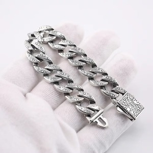 Moda nueva tendencia Retro Vintage Iris flor pulsera versátil en europeo y americano Hip-hop Vintage calavera pulsera - Product Image 4